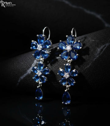 Blue Sapphire floral drop earrings