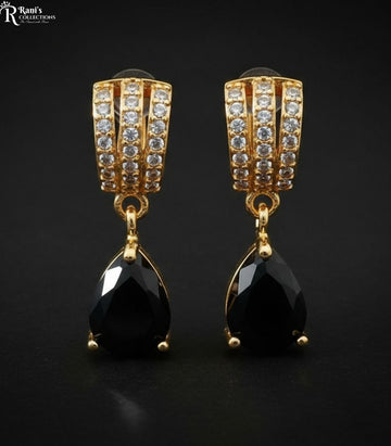 Black stone crystal dangle earrings