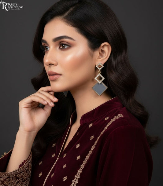 Geometric square drop earrings