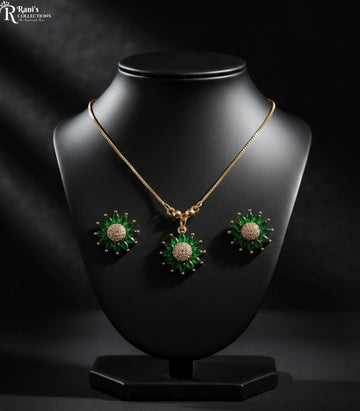 Green crystal daisy necklace set