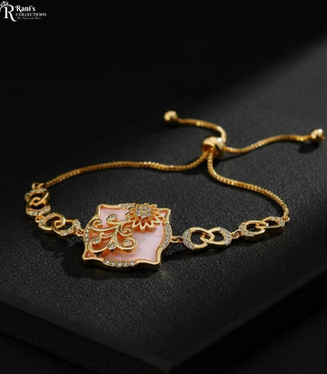Resin floral & white zircon gold slider bracelet