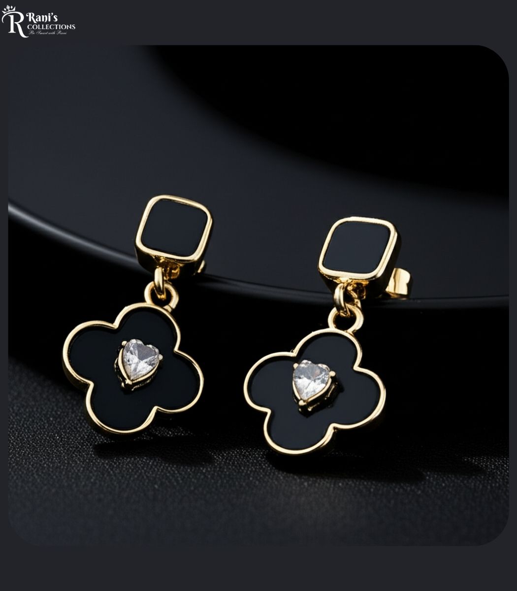 Black clover dangle earrings