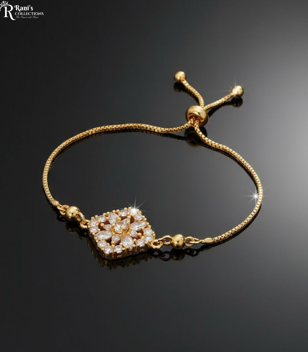Gold cubic zirconia slider bracelet