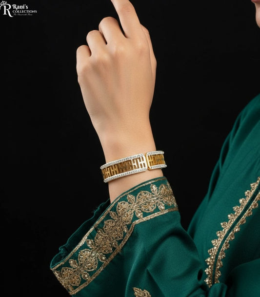 Stainless steel cutout pattern with pave openable cuff