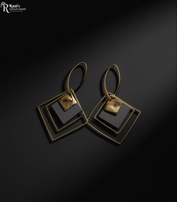 Gold square drop earrings