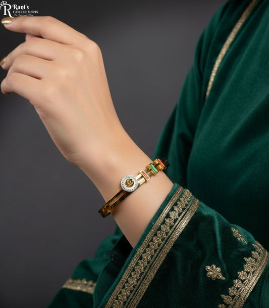 Gold & tri-color bar statement adjustable cuff