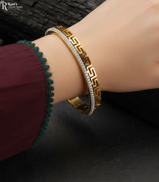Crystal-Edge Greek key openable cuff