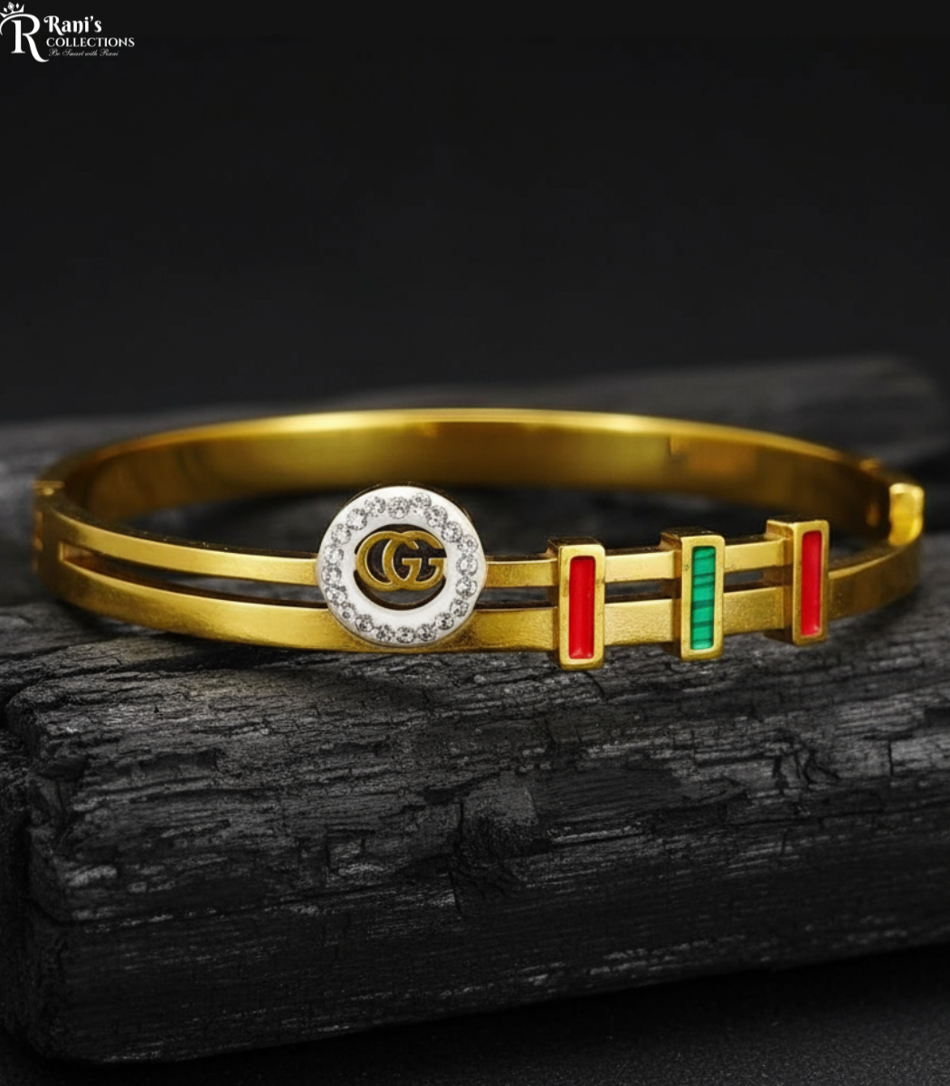 Gold & tri-color bar statement adjustable cuff
